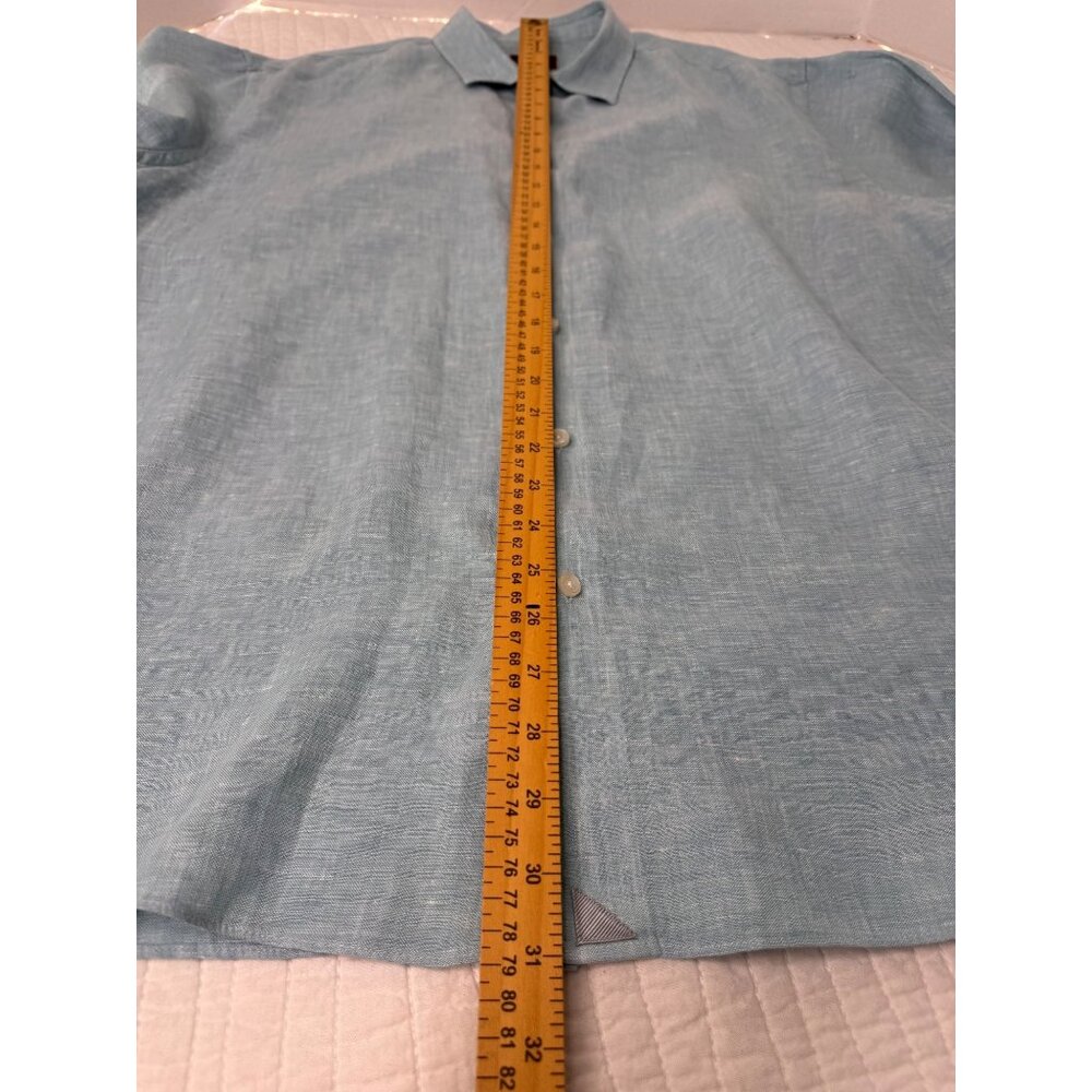 UNTUCKit Long Sleeve Blue Button Up 100% Linen Shirt XXL Travel - Picture 7 of 9